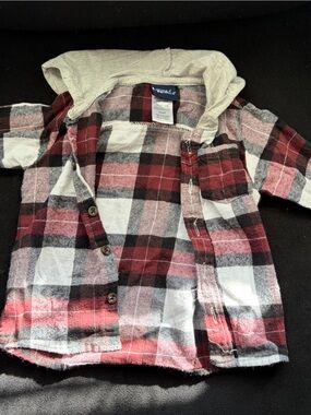 Little rebels Red Plaid Hooded Flannel Shirt
